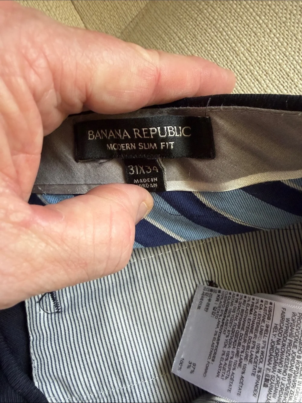 Banana Republic Modern Slim Fit Tab Over Dress Pants in Dark Navy 31 x 34